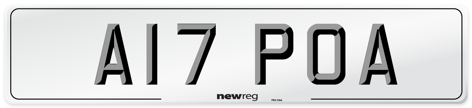 A17 POA Number Plate from New Reg